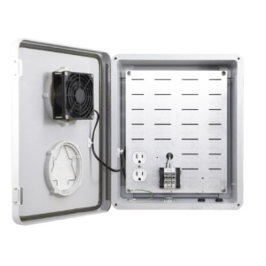 12x10x5 Weatherproof Enclosure with 120V AC Outlet and Cooling Fan