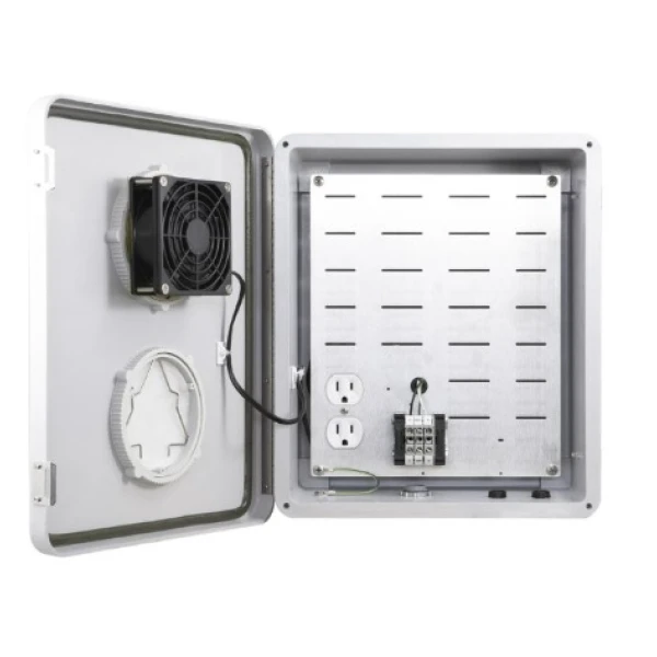 12x10x5 Weatherproof Enclosure with 120V AC Outlet and Cooling Fan