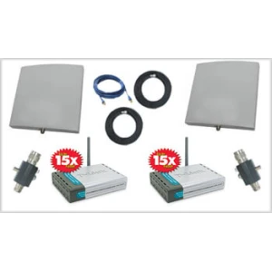 802.11A, 5.7 - 5.8GHz, 108Mbps Point to Point Wireless Bridge, 16dBi Patch Antennas, 23dBm TX/RX Power, WPA/WPA2 security, PS included, - Pre-Configured - 1/2 Mile Complete Link