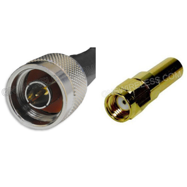 N-Male to RP-SMA-Male, 195 Series, 10ft pigtail cable