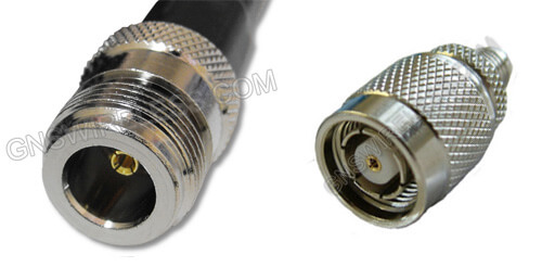 N-Female to RP-TNC-Male, 400 Series, 5ft coaxial cable