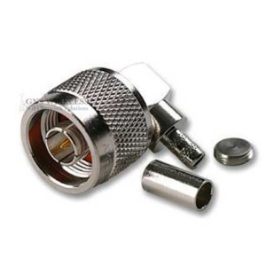 N-Male R/A Crimp Connector for Low Loss 195 coaxial cable