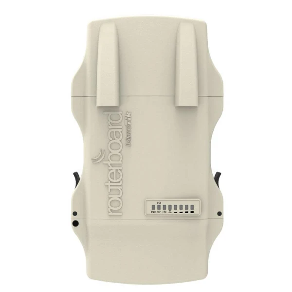 NetMETAL 5 with 5GHz 802.11ac 2x2 Dual Chain Wireless Radio with 2x RP-SMA connectors, 720MHz CPU, 128MB RAM, 1x Gigabit LAN, 1x SFP cage, USB, miniPCI-e, RouterOS L4, PoE, PSU, pole mount, rail mount