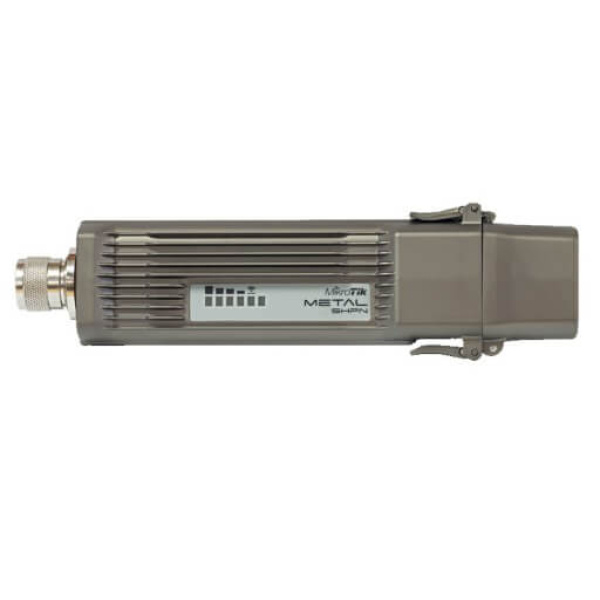 Metal-9HPn with 400MHz Atheros CPU, 64MB RAM, 1x LAN, 900MHz Radio, RouterOS L4, metal case, mounting loops, PoE injector, PSU (US type only)