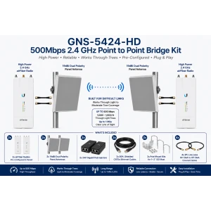 500 Mbps - 2.4 GHz Point to Point Wireless Bridge Kit